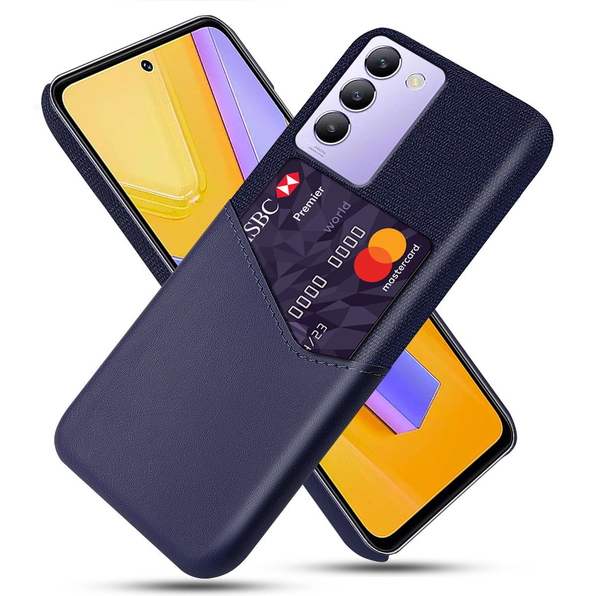 For vivo Y100 5G (Indonesia) / Y200e 5G Case Leather Coated PC Protective Phone Cover with Card Slot For vivo Y100 5G (Indonesia) / Y200e 5G Case Leather Coated PC Protective Phone Cover with Card Slot